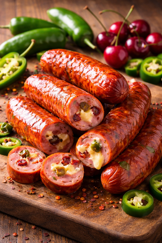 SMOKED CHERRY , JALAPENO AND CHEESE WORS